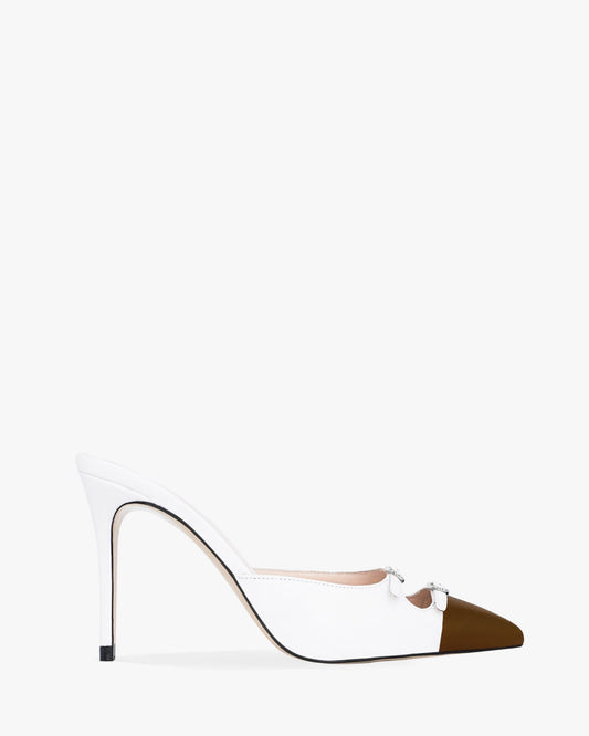 white-brown / silver buckles