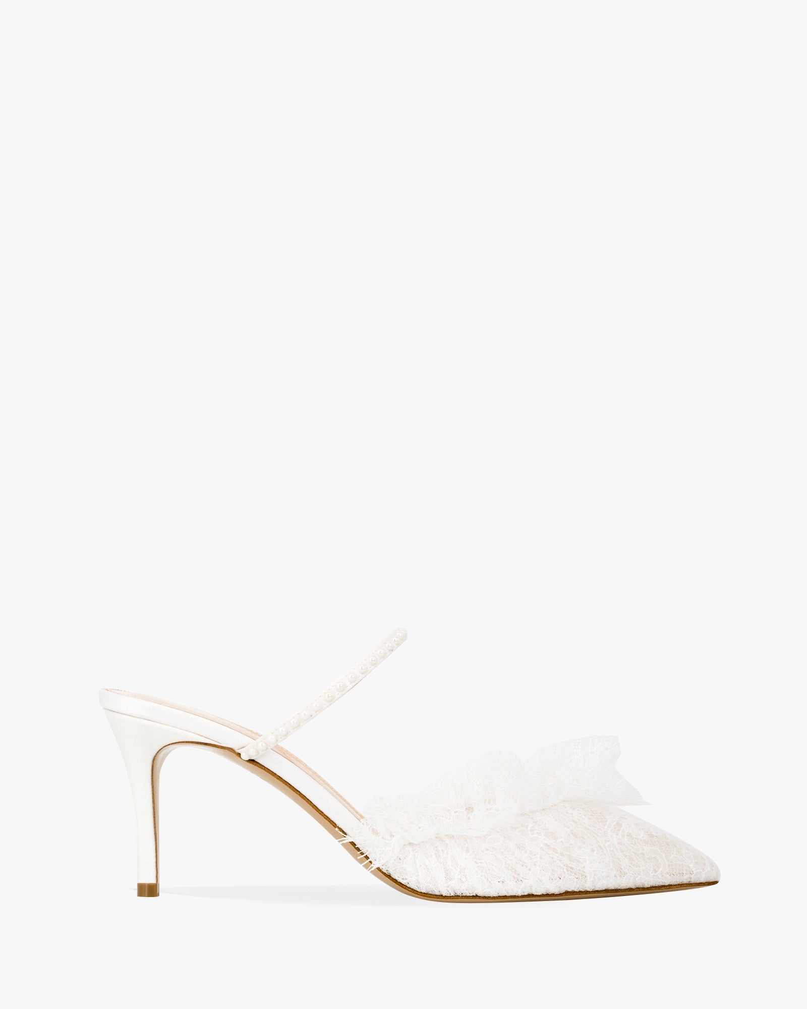 Andrea Wazen Lace Crystal Mule White 37 ミディアムヒール KATY MULE LACE PEARL 75 – Andrea Wazen