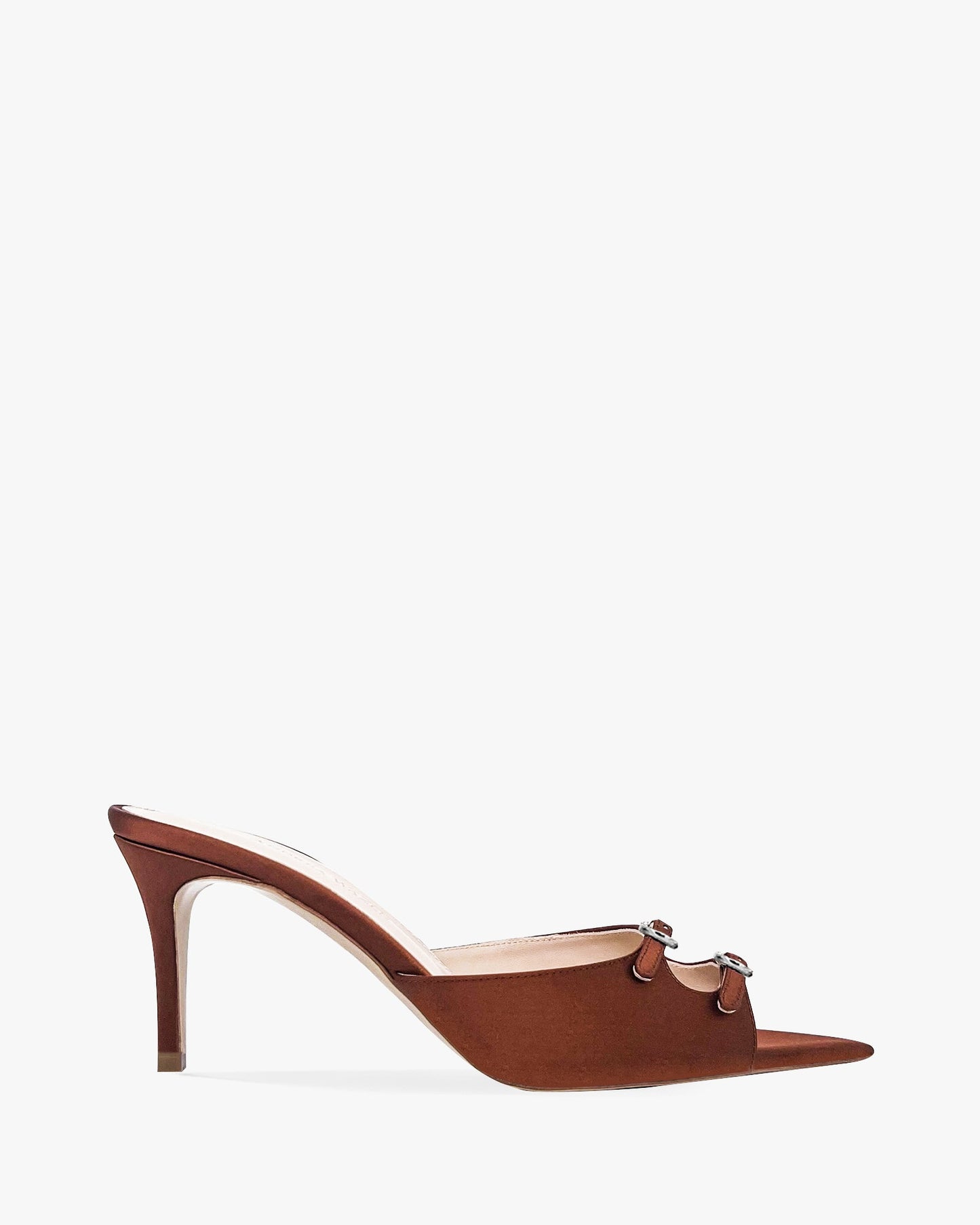 brown / silver buckles