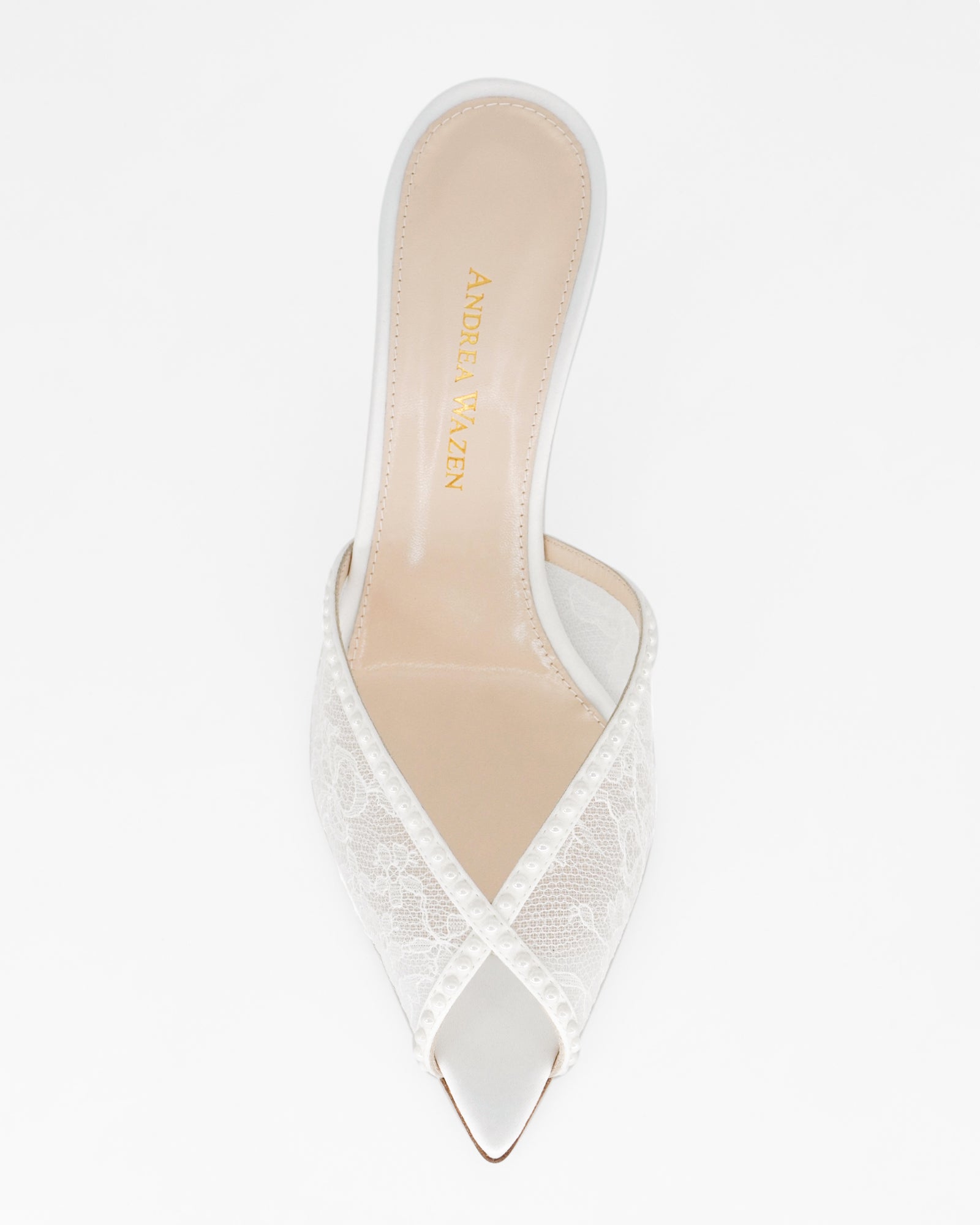 Andrea Wazen Lace Crystal Mule White 37 ミディアムヒール Andrea Wazen Franca mules for Women - White in UAE | Level Shoes
