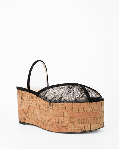 PALOMA CORK WEDGE LACE 90