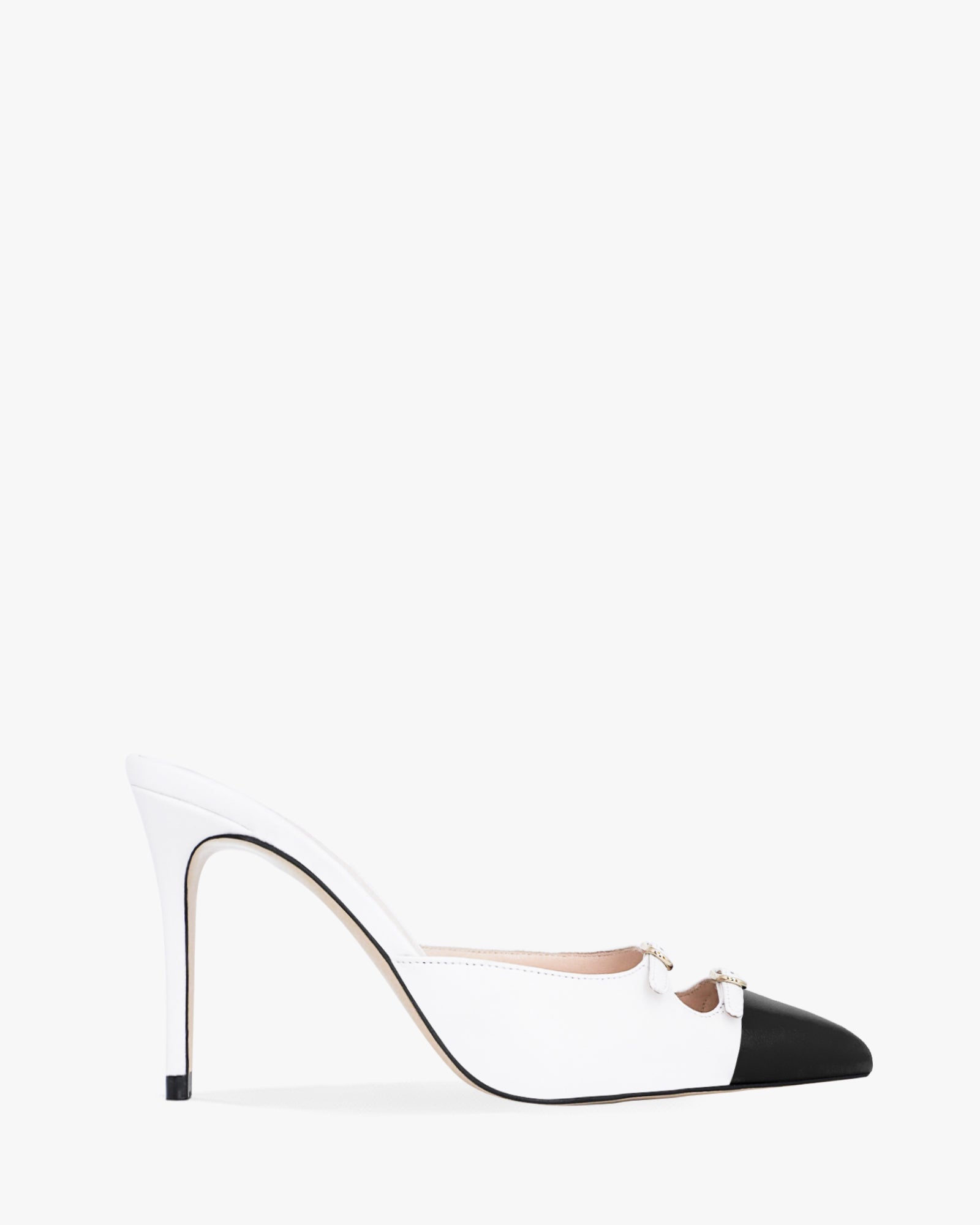 white-black / gold buckles