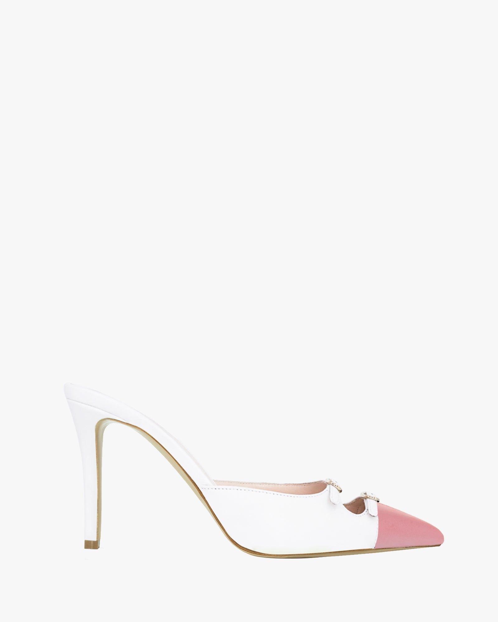 white-pink / gold buckles